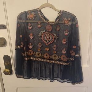 Zara mesh boho top